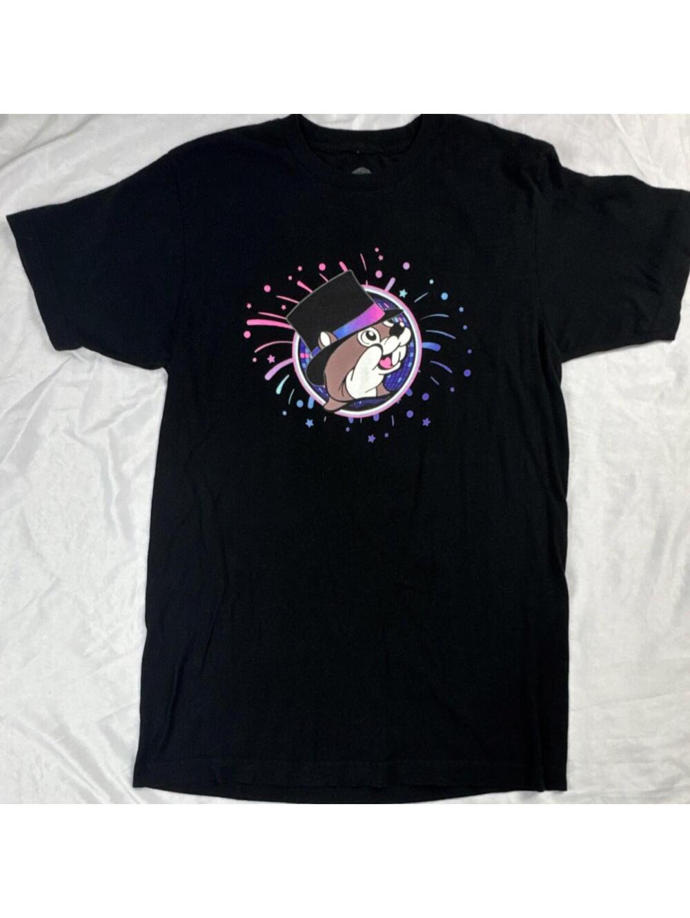 Buc-ee's Mens Size M Black Beaver Logo Graphic Print T-Shirt Short Sleeve Cotton